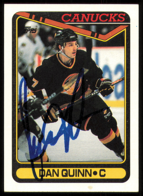 Dan Quinn Autographed 1990-91 Topps Card #272 Vancouver Canucks SKU #255117