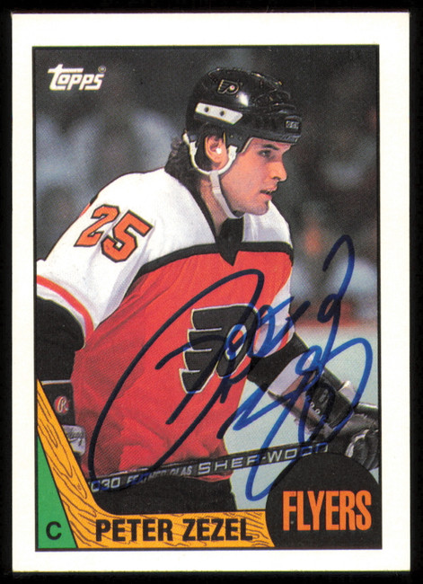 Peter Zezel Autographed 1987-88 Topps Card #71 Philadelphia Flyers SKU #255216