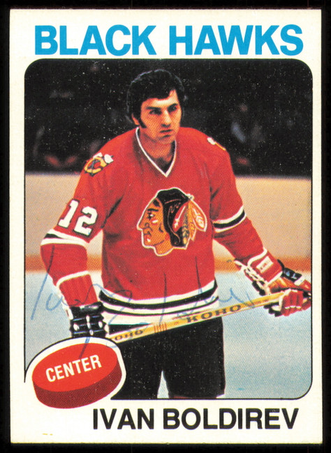 Ivan Boldirev Autographed 1975-76 Topps Card #12 Chicago Blackhawks SKU #255352