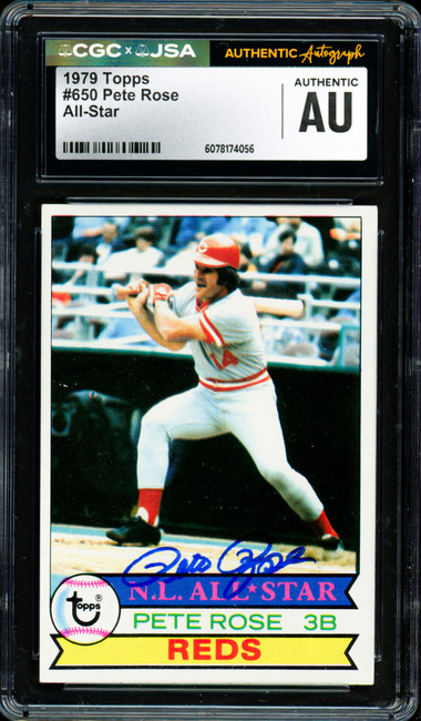 Pete Rose Autographed 1979 Topps Card #650 Cincinnati Reds CGC x JSA #6078174056