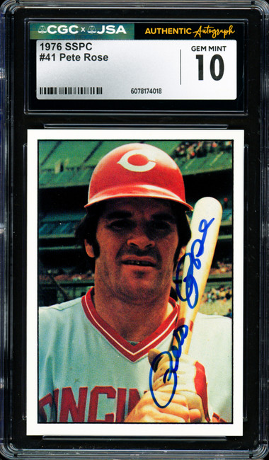 Pete Rose Autographed 1976 SSPC Card #41 Cincinnati Reds Card Grade 10 CGC x JSA #6078174018