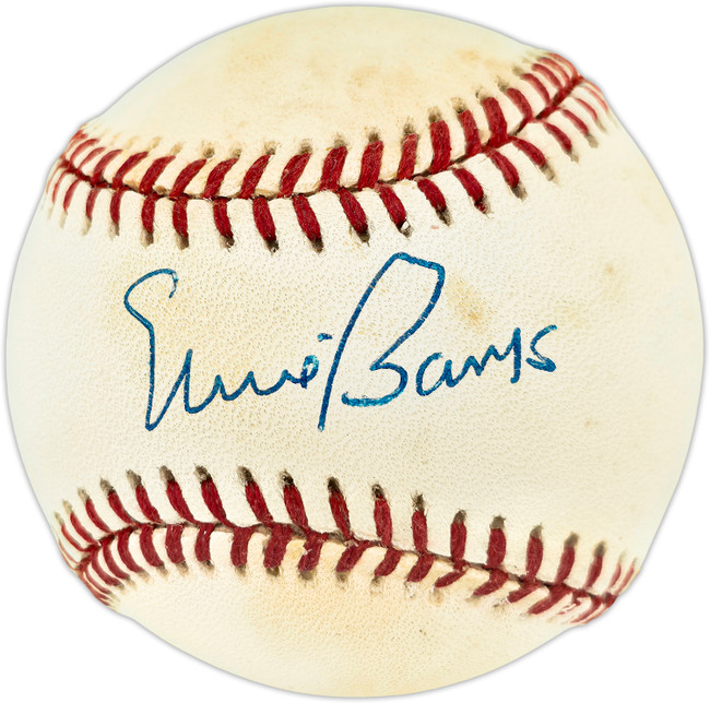 Ernie Banks Autographed Official NL Baseball Chicago Cubs Beckett BAS QR #BU86822