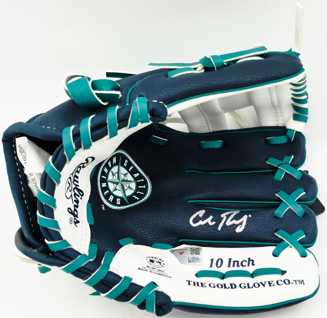 Cal Raleigh Autographed Rawlings Seattle Mariners Logo Mini Fielding Glove Fanatics & MLB Holo Stock #256939