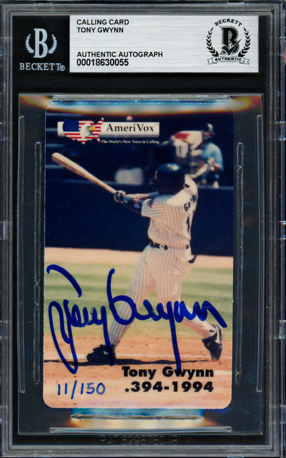 Tony Gwynn Autographed 1995 AmeriVox Phone Card San Diego Padres Beckett BAS #18630055