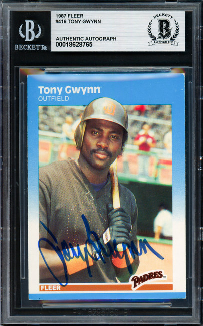 Tony Gwynn Autographed 1987 Fleer Card #416 San Diego Padres Beckett BAS #18628765