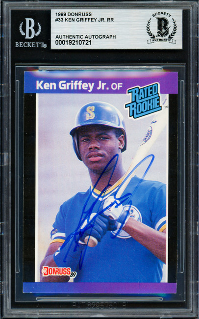 Ken Griffey Jr. Autographed 1989 Donruss Rookie Card #33 Seattle Mariners Beckett BAS #19210721
