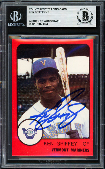 Ken Griffey Jr. Autographed 1988 ProCards Vermont Reprint Rookie Card Vermont Mariners Beckett BAS #19207493