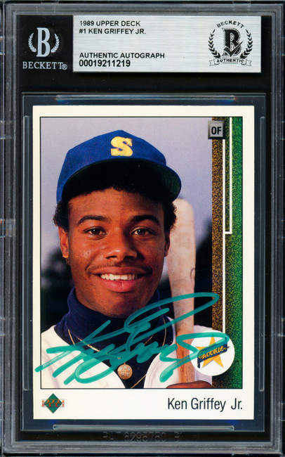 Ken Griffey Jr. Autographed 1989 Upper Deck Rookie Card #1 Seattle Mariners Beckett BAS #19211219