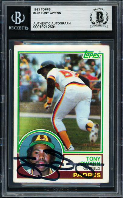 Tony Gwynn Autographed 1983 Topps Rookie Card #482 San Diego Padres Beckett BAS #19212601
