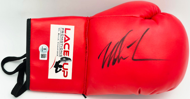 Mike Tyson Autographed Red Lace Up Promotions Boxing Glove RH Beckett BAS QR #BS30327