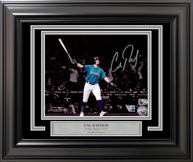 Cal Raleigh Autographed Framed 8x10 Photo Seattle Mariners Drought Ending Walk-Off Home Run Fanatics & MLB Holo Stock #258282