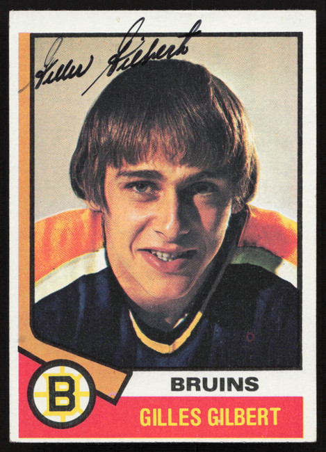 Gilles Gilbert Autographed 1974-75 Topps Card #10 Boston Bruins SKU #258311