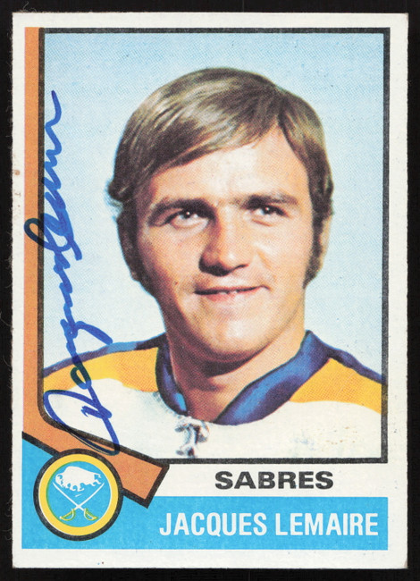 Jacques Lemaire Autographed 1974-75 Topps Card #24 Buffalo Sabres SKU #258314