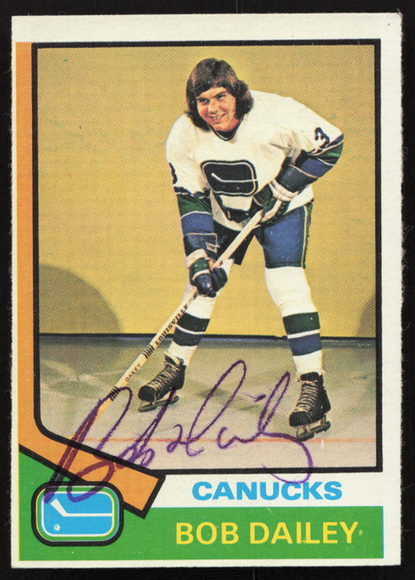 Bob Dailey Autographed 1974-75 Topps Card #240 Vancouver Canucks SKU #258327