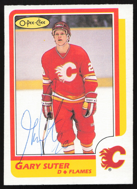 Gary Suter Autographed 1986-87 O-Pee-Chee Rookie Card #189 Calgary Flames SKU #258479
