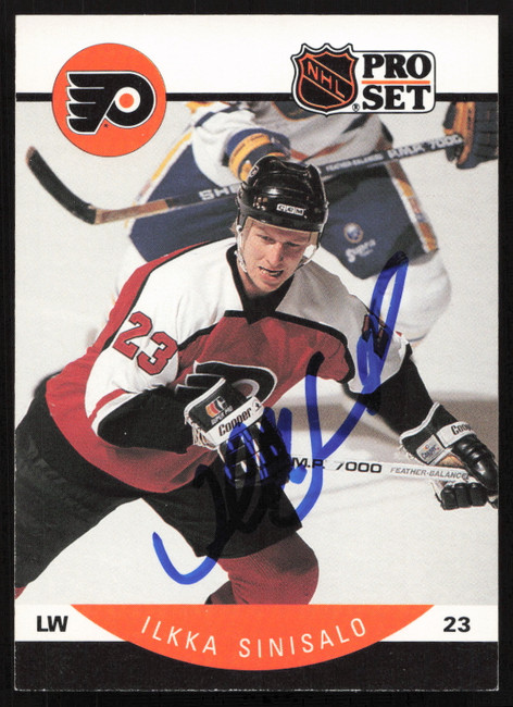 Ilkka Sinisalo Autographed 1990-91 Pro Set Card #223 Philadelphia Flyers SKU #258501