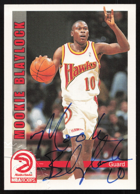 Mookie Blaylock Autographed 1992-93 Hoops Card #351 Atlanta Hawks SKU #258964