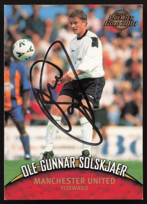 Ole Gunnar Solskjaer Autographed 2001 Topps Premier Gold Card #86 Manchester United SKU #259047