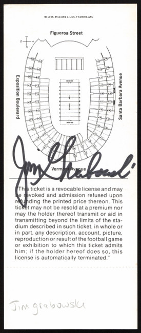 Jim Grabowski Autographed Super Bowl I Replica Ticket (1967) Green