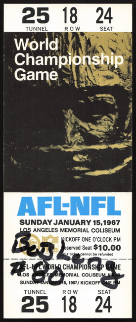 Bob Long Autographed Super Bowl I Replica Ticket (1967) Green Bay Packers SKU #259069