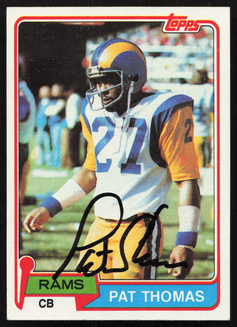 Pat Thomas Autographed 1981 Topps Card #423 Los Angeles Rams SKU #259210