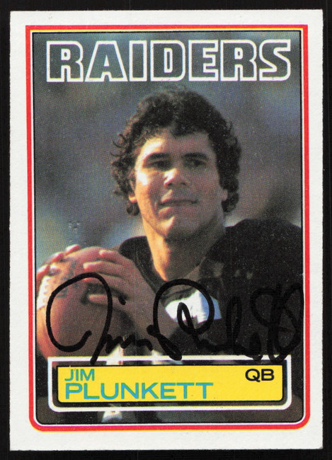 Jim Plunkett Autographed 1983 Topps Card #307 Los Angeles Raiders SKU #259227