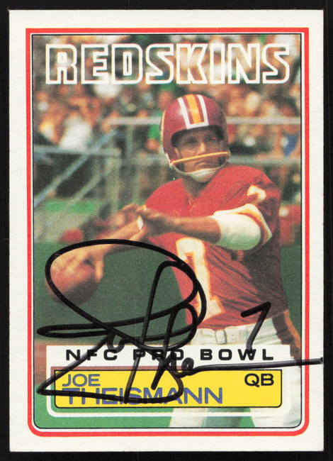 Joe Theismann Autographed 1983 Topps Card #199 Washington Redskins SKU #259231