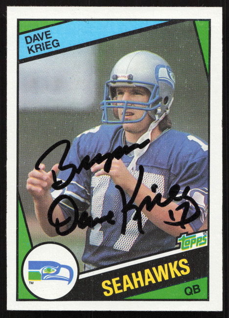 Dave Krieg Autographed 1984 Topps Card #195 Seattle Seahawks SKU #259234
