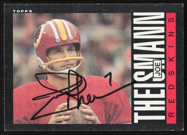 Joe Theismann Autographed 1985 Topps Card #190 Washington Redskins SKU #259252