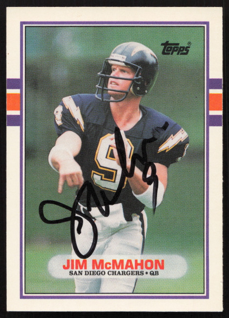 Jim McMahon Autographed 1989 Topps Traded Card #97T San Diego Chargers SKU #259298