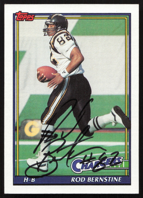 Rod Bernstine Autographed 1991 Topps Card #436 San Diego Chargers SKU #259324