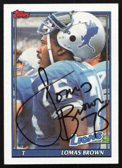 Lomas Brown Autographed 1991 Topps Card #399 Detroit Lions SKU #259333