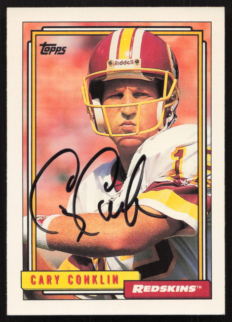 Cary Conklin Autographed 1992 Topps Rookie Card #679 Washington Redskins SKU #259342