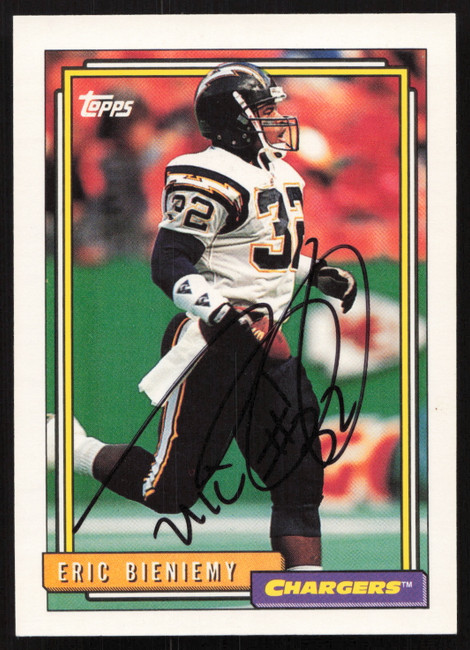 Eric Bieniemy Autographed 1992 Topps Card #95 San Diego Chargers SKU #259351