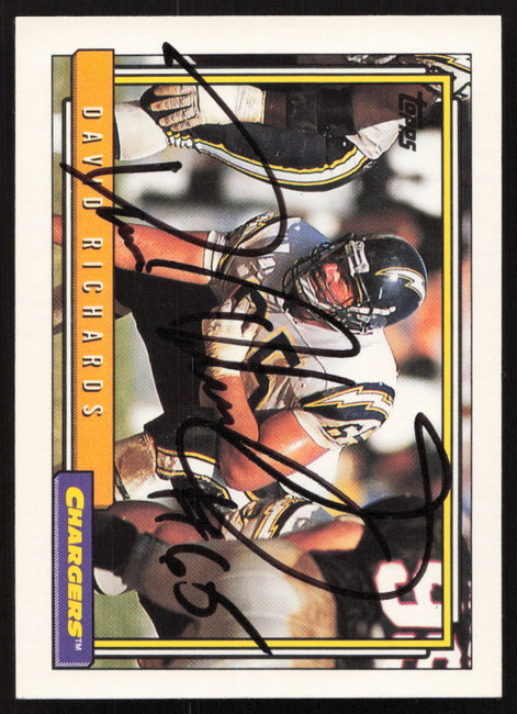 David Richards Autographed 1992 Topps Card #62 San Diego Chargers SKU #259353