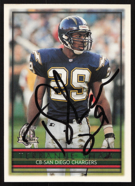 Terrance Shaw Autographed 1996 Topps Card #293 San Diego Chargers SKU #259402