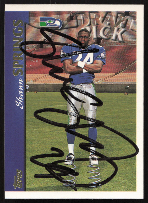 Shawn Springs Autographed 1997 Topps Rookie Card #397 Seattle Seahawks SKU #259407