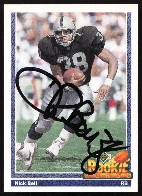 Nick Bell Autographed 1991 Upper Deck Rookie Card #620 Los Angeles Raiders SKU #259470