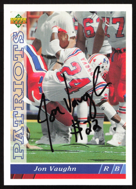 Jon Vaughn Autographed 1993 Upper Deck Card #364 New England Patriots SKU #259526