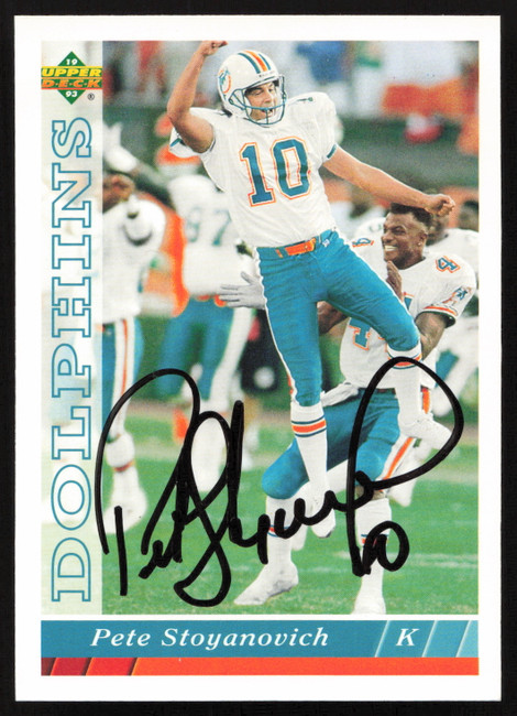 Pete Stoyanovich Autographed 1993 Upper Deck Card #474 Miami Dolphins SKU #259550