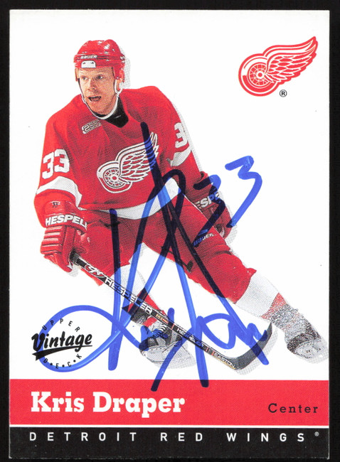 Kris Draper Autographed 2000-01 Upper Deck Vintage Card #133 Detroit Red Wings SKU #259686