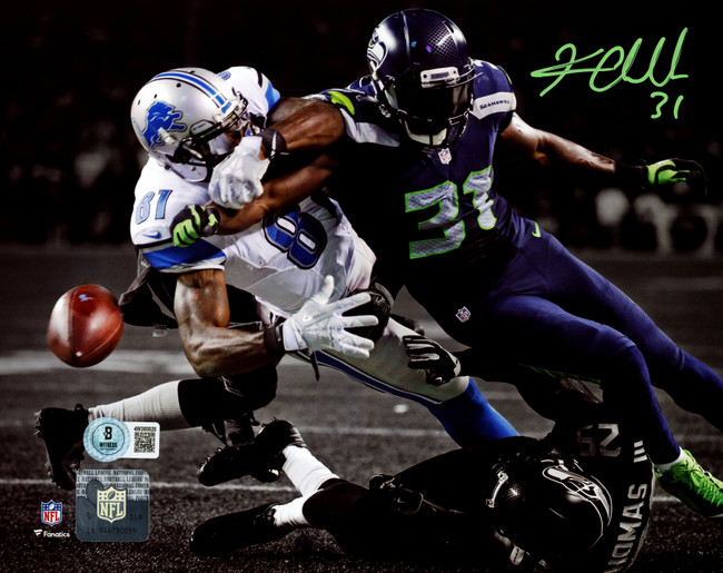 Kam Chancellor Autographed 8x10 Photo (Forced Fumble On Calvin Johnson) Seattle Seahawks Beckett BAS Witness Stock #259862