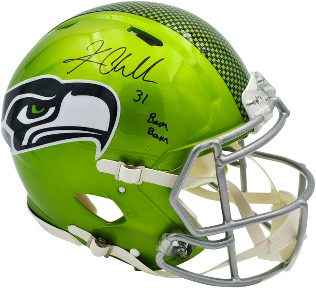 Kam Chancellor Autographed Seattle Seahawks Flash Green Full Size Speed Authentic Helmet "Bam Bam" Beckett BAS Witness Stock #258287