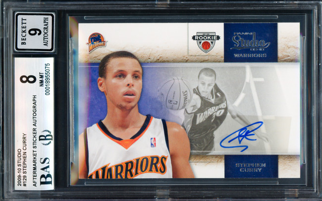 Stephen Curry Autographed 2009-10 Panini Studio Rookie Card #129 Golden State Warriors BGS 8 Auto Grade Mint 9 Beckett BAS #18955075
