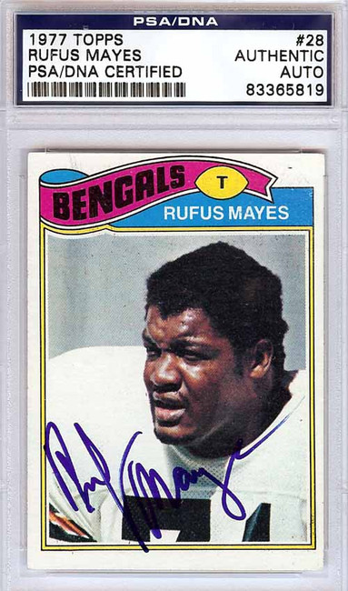 Rufus Mayes Autographed 1977 Topps Card #28 Cincinnati Bengals PSA/DNA #83365819