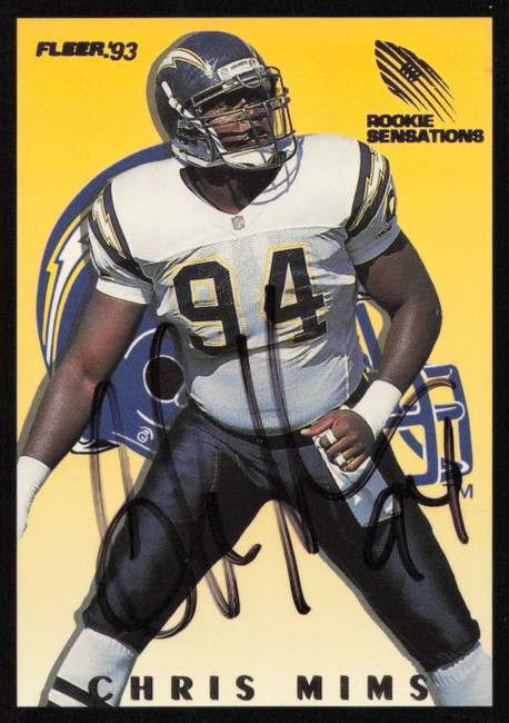 Chris Mims Autographed 1993 Fleer Rookie Sensations Card #16 San Diego Chargers SKU #260818