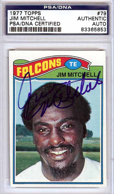 Jim Mitchell Autographed 1977 Topps Card #79 Atlanta Falcons PSA/DNA #83365853 Jim Mitchell Autographed 1977 Topps Card #79 Atlanta Falcons PSA/DNA #83365853