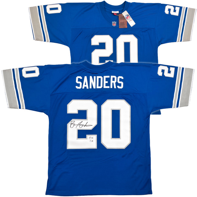 Detroit Lions Barry Sanders Autographed Blue Authentic Mitchell & Ness 1996 NFL Legacy Throwback Jersey Size 52 Beckett BAS QR Stock #260155