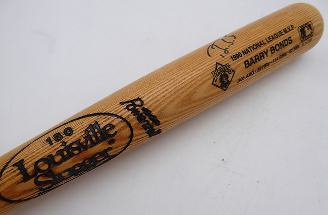 Barry Bonds Autographed 1990 NL MVP Louisville Slugger Bat Pittsburgh Pirates Beckett BAS QR #BW06417
