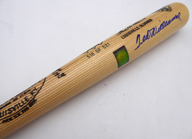 Ted Williams Autographed Louisville Slugger Game Model Bat Boston Red Sox #/521 Beckett BAS QR #AE85506